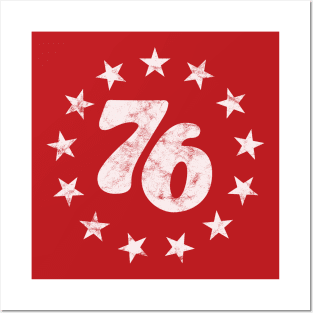 76 - Star Design (Worn White on Red) Posters and Art